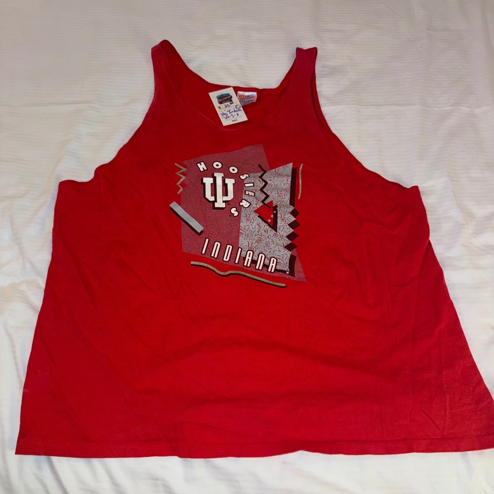 Hanes Tank Top Mens 2XL Red Excellent Indiana Hoosiers Vintage 90s Graphic